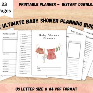 Baby Shower Planner, Printable PDF Baby Shower Planner, Baby Shower Checklist, Printable PDF, Girl Baby Shower Planner, Instant Download