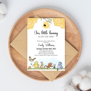 Classic Winnie the Pooh Baby Shower Invitation, Gender Neutral Pooh Bear Baby Shower, Little Hunny Baby Shower Invite, Instant Download