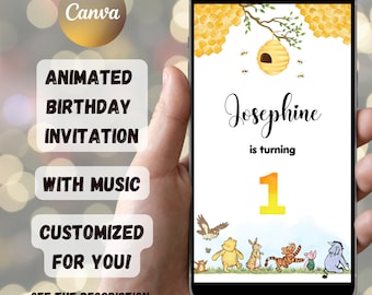 Winnie the Pooh Animated Birthday Invitation, Gender Neutral E-vite
