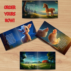 Puede incluir: Un conjunto de cuatro libros ilustrados para ni&ntilde;os con tem&aacute;tica de granja. Cada libro presenta un animal diferente, incluyendo un caballo, una cabra, una gallina y una granja. Los libros tienen ilustraciones coloridas y texto en rima.