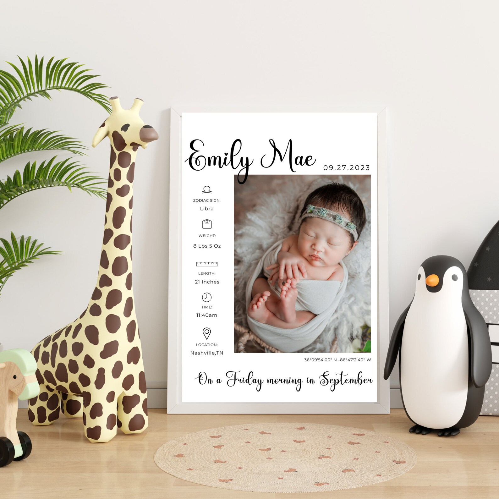 Editable Baby Birth Stats Sign, Newborn Poster (digital Download) - Etsy