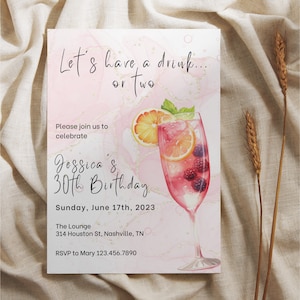 Editable Cocktails Invitation, Cocktail Birthday Invitation, Happy Hour, Drinks Party Celebration, Happy hour Invitation, Instant Download