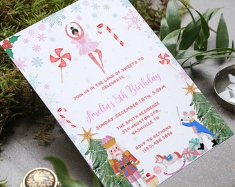 Nutcracker Birthday Invitation, Pink Nutcracker Party Invitation, Nutcracker Ballerina Birthday Invite, Editable Instant Download