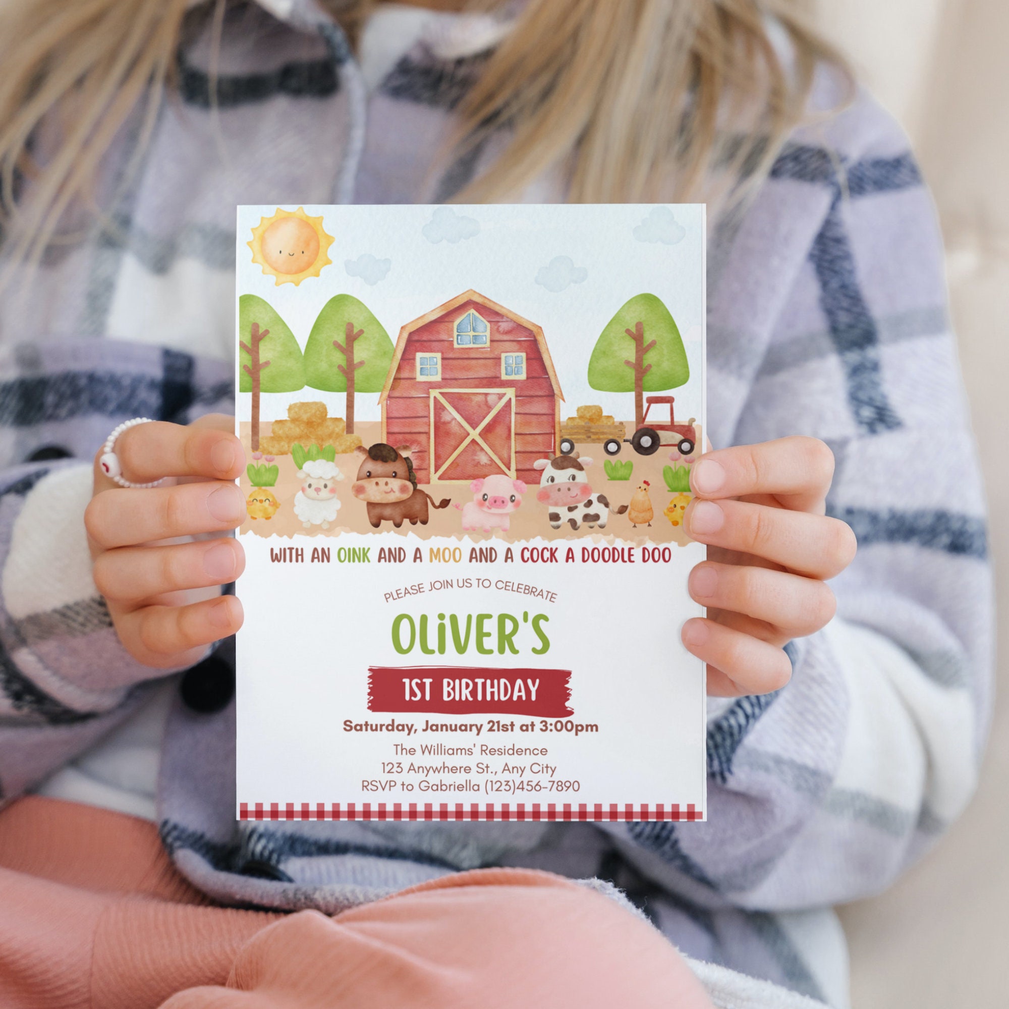 Editable Farm Birthday Invitation, Barn Animals Party Invite Template ...