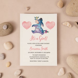 Winnie the Pooh-Babyparty-Einladung, Eeyore-Babyparty-Einladung, Winnie the Pooh einladen, Eeyore-Einladung, bearbeitbarer sofortiger Download