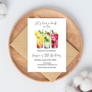 Editable Cocktails Invitation, Cocktail Birthday Invitation, Happy Hour, Drinks Party Celebration, Happy hour Invitation, Instant Download