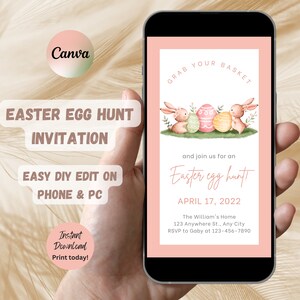 Easter Egg Hunt Invitation Template, Easter Brunch, Easter Party Invite, Easter Celebration Invitation, Easter Scavenger Hunt for Kids
