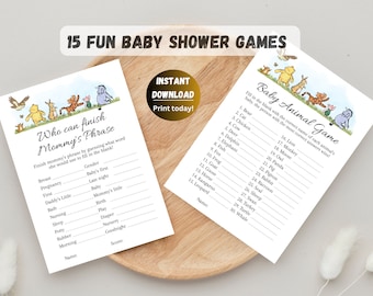 Winnie the Pooh Baby Shower Games Bundle, Vintage Theme (Digital Download)