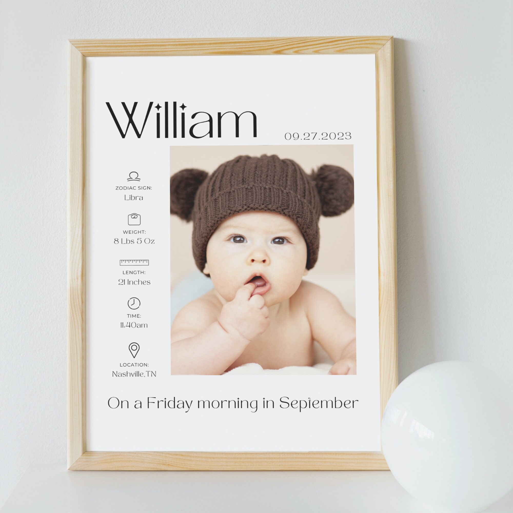 Editable Birth Stats Sign, Baby Birth Stats Poster, Newborn Poster, New ...