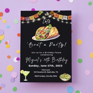Editable Taco &#39;Bout a Party Invitation, Fiesta Birthday Party Invitation, Taco &#39;Bout Party Fiesta, Taco Birthday Invitation, Fiesta Invite