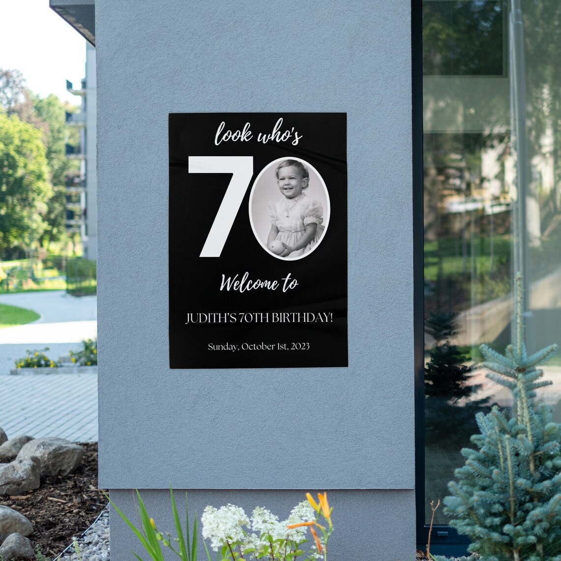 Editable 70th Birthday Welcome Sign, Look Who's Seventy Birthday Sign ...