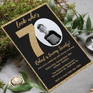 Editable Gold 70th Birthday Invitation Template (Digital Download)