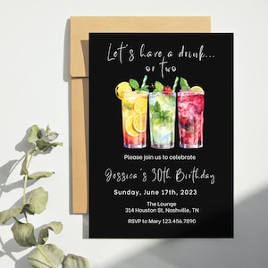 Editable Cocktails Invitation, Cocktail Birthday Invitation, Happy Hour, Drinks Party Celebration, Happy hour Invitation, Instant Download