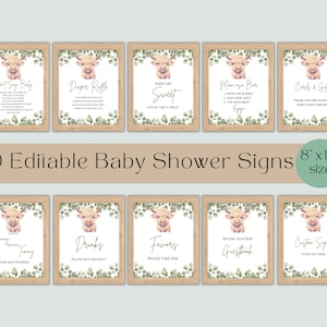 Editable Holy Cow Baby Shower Sign Bundle, Boho Highland Cow Baby Shower Signs, Diaper Raffle Sign, Custom Sign, Guestbook Sign, Favors Sign