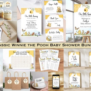 Classic Winnie the Pooh Baby Shower Bundle, Gender Neutral Pooh Bear Baby Shower Decoration, Little Hunny Baby Shower, Instant Download