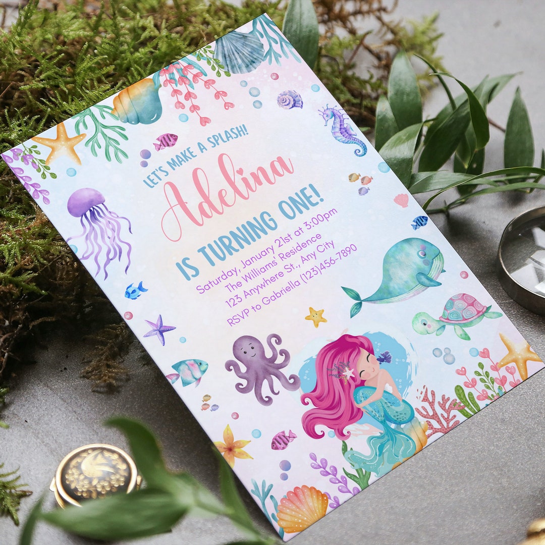 Editable Under the Sea Birthday Invitation Template, Printable Watercolor Under the Sea Invite ...