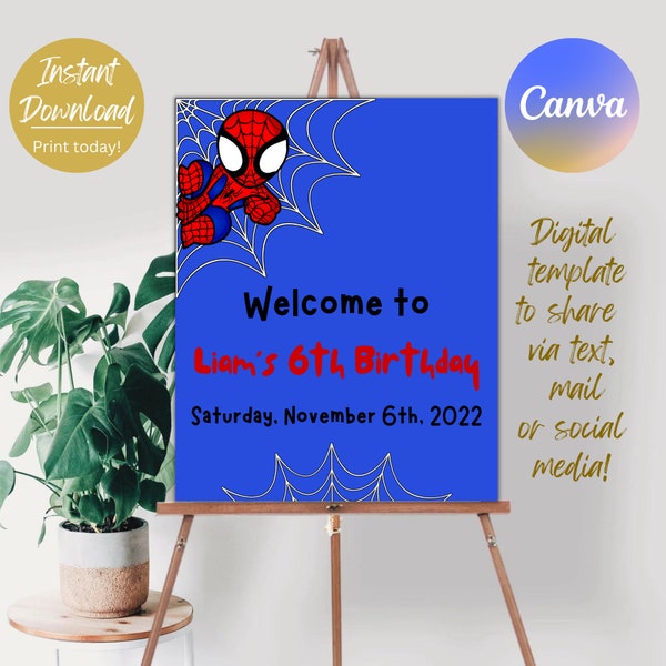 Spiderman Birthday Sign Download - Etsy