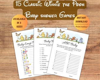 Winnie the Pooh Baby Shower Games Bundle, Classic Theme (Instant Download)