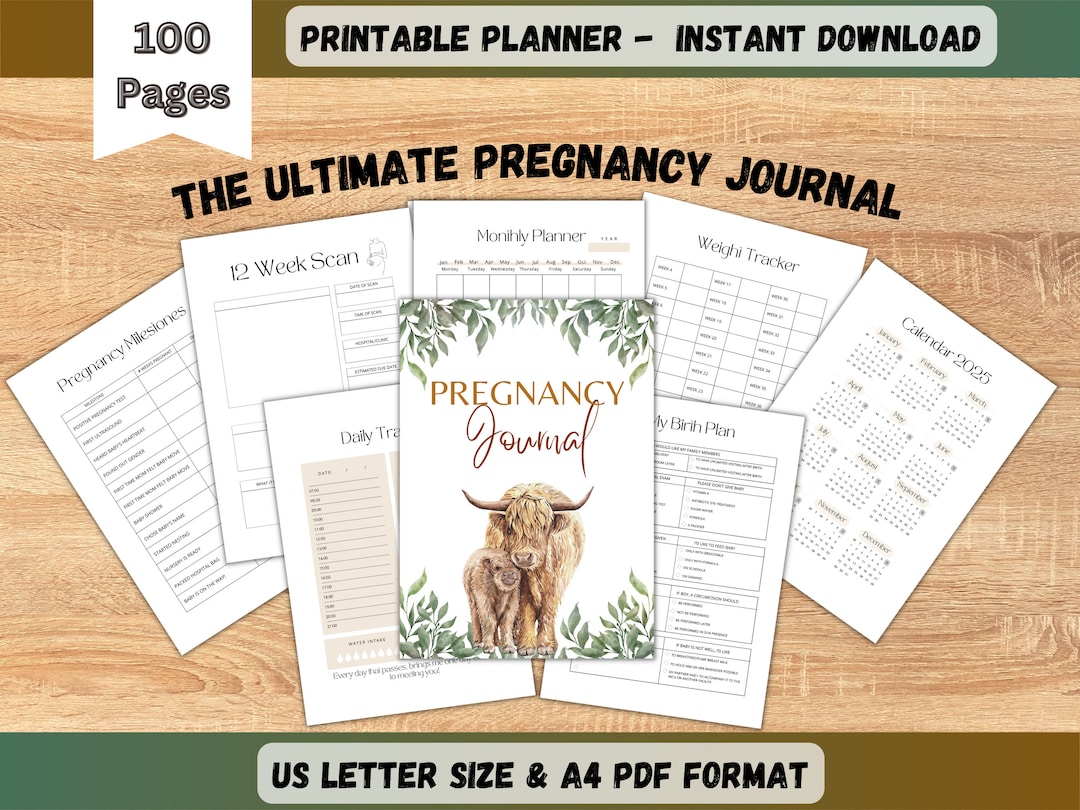 The Ultimate Pregnancy Journal, Printable Pregnancy Journal, Highland ...