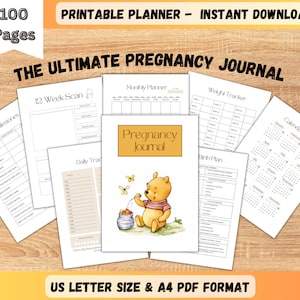 The Ultimate Pregnancy Journal, Printable Pregnancy Journal, Winnie the Pooh Pregnancy Planner, Pregnancy Memory Book, Bump to Baby, PDF