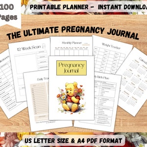 The Ultimate Pregnancy Journal, Printable Pregnancy Journal, Winnie the Pooh Pregnancy Planner, Pregnancy Memory Book, Bump to Baby, PDF
