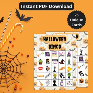 Bingo di Halloween, Halloween stampabile, Carte di Bingo, Gioco di Halloween, Party Bingo, Bingo per bambini, Giochi in classe, Download istantaneo
