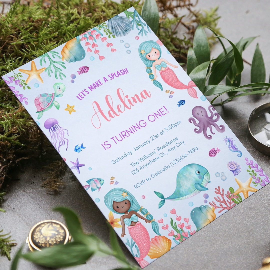Editable Under the Sea Birthday Invitation Template, Printable Watercolor Under the Sea Invite ...