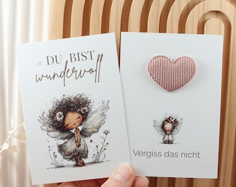 Du bist wundervoll, Taschenherz, Glücksherz, Glücksbringer, besonderes Geschenk, Dankeschön Geschenk, Trostgeschenk, eine Kleinigkeit