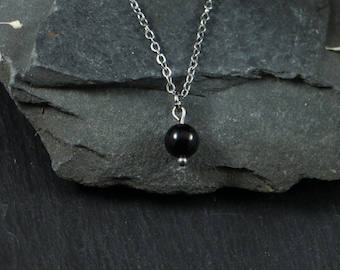 Gemstone Necklace | Schorl Pearl | black tourmaline | Minimalist | decent jewelry |