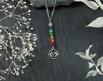 Forehead Chakra Chain | Necklace with yoga symbol | Reiki | Spiritual Jewelry | Rainbow Pendant