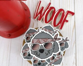 Gray doodle dog sticker, Doodle mom, puppy lover gift, Goldendoodle, Labradoodle, waterproof sticker, Stocking Stuffer, Sticker for kids,