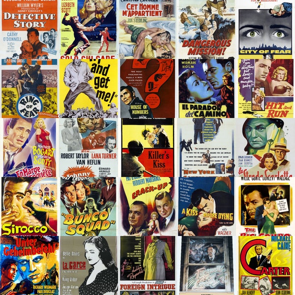 300+ Film Noir Movie Posters - JPGs - Digital Download - Mostly 1930s to 1970s movies, make your own posters, make collages, use on crafts