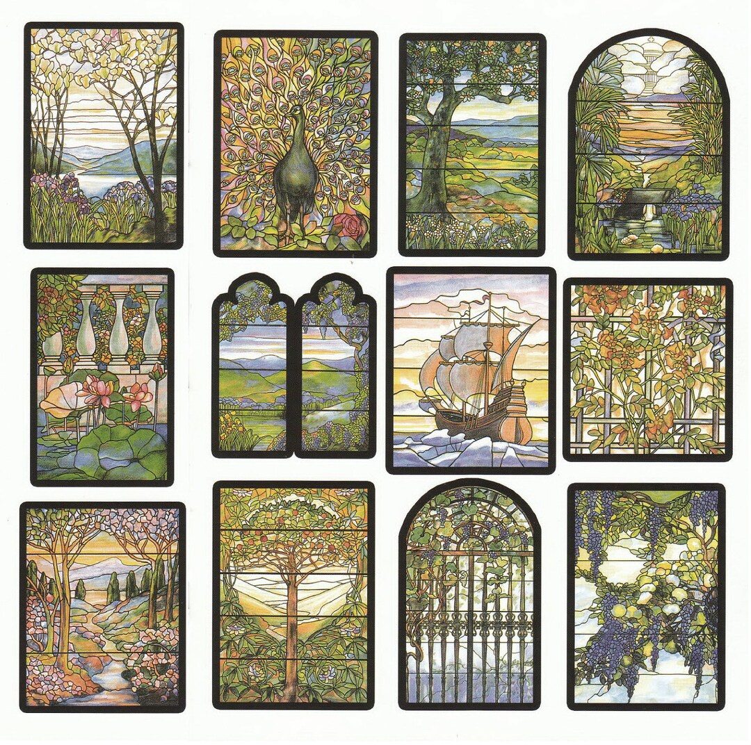 16 X Classic Stained Glass Printable PDF Colouring or Painting - Etsy