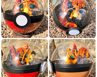Volcano Poke Terrarium 5 inch | Fire Type  Diorama | Unique Gift | Ships Next Day