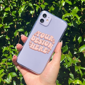 Durchsichtige iPhone Hülle Mockup im PSD Photoshop Dateiformat mit Smart Objekt Ebene, klare iPhone Hülle Mockup Foto, süßes Telefon Hülle Mockup