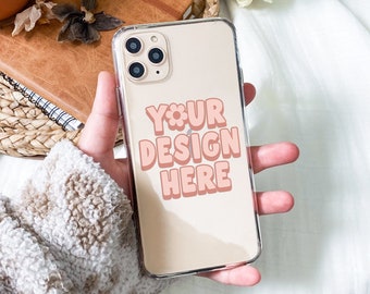 Maqueta de funda de teléfono transparente en formato de archivo PSD Photoshop con objeto inteligente, foto de stock de maqueta de funda de iPhone transparente, maqueta de funda de teléfono linda