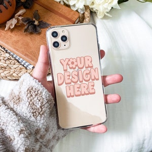 Clear Phone Case Mockup in PSD Photoshop File Format with Smart Object, Clear iPhone Case Mock Up Stock Photo, Cute Phone Case Mockup