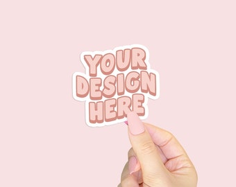 Add Your Own Designs! Super Cute Sticker Mockup Template with Isolated Hand & Thumb and Smart Object Layer - No Photoshop Needed!