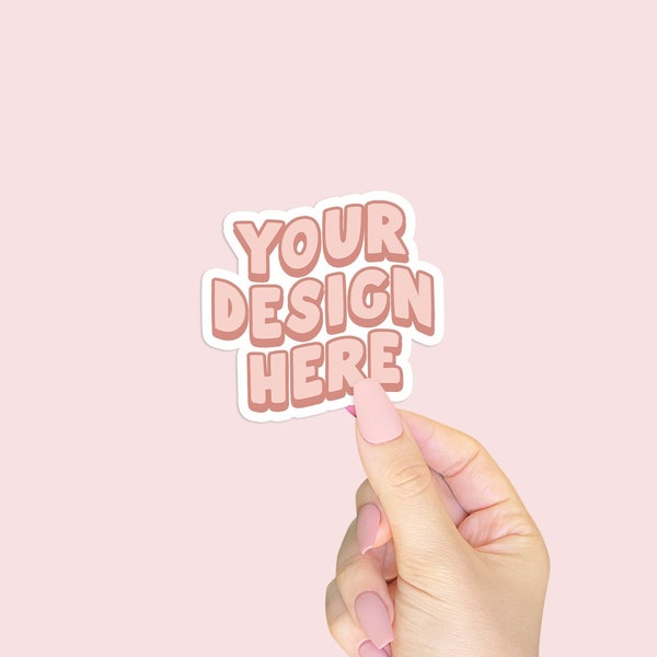 Add Your Own Designs! Super Cute Sticker Mockup Template with Isolated Hand & Thumb and Smart Object Layer - No Photoshop Needed!