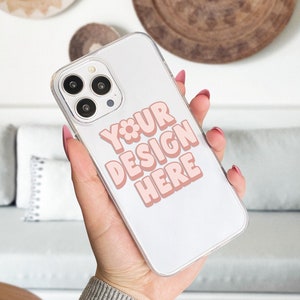 Clear Phone Case Mockup in PSD Photoshop File Format with Smart Object, Clear iPhone 13 Case Mock Up Stock Photo, Cute Phone Case Mockup