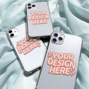 Clear Phone Cases Mockup in PSD Photoshop File Format with Smart Object, Clear iPhone Case Mock Up Stock Photo, Cute Phone Case Mockup