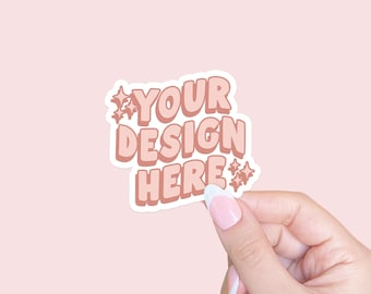Decal Mockup, Cute Sticker Mockups, Isolated Hand Holding Sticker Mockup, Editable PSD PNG JPEG Instant Digital Download