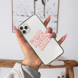 Rock On! Western Themed Clear Phone Case Mockup in PSD Photoshop File Format, Clear iPhone Case Mock Up Stock Photo, Cute Phone Case Mockup