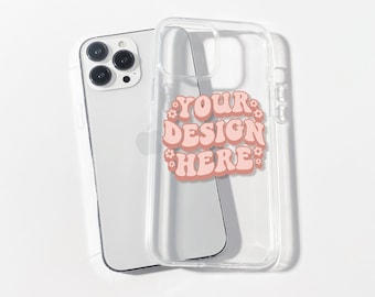 Clear Phone Case Mockup in PSD Photoshop File Format with Smart Object, Clear iPhone 13 Pro Case Mock Up Stock Photo, Cute Phone Case Mockup