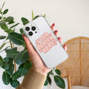 Klare Phone Case Mockup im PSD Photoshop Dateiformat mit Smart Objekt, durchsichtige iPhone 13 Pro Max Case Mockup Foto, Phone Case Mockup