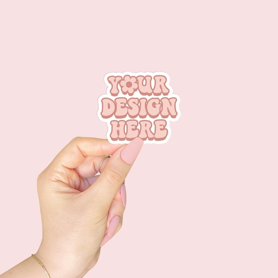 Decal Mockup, Cute Sticker Mockups, Isolated Hand Holding Sticker Mockup, Editable PSD PNG JPEG Instant Digital Download