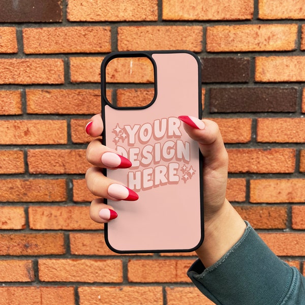 Sublimation Phone Case Mockup - iPhone 13 Pro Max 2D Case Mockup w/ Smart Object - Edit with Photoshop or Photopea (Free Editing Website)