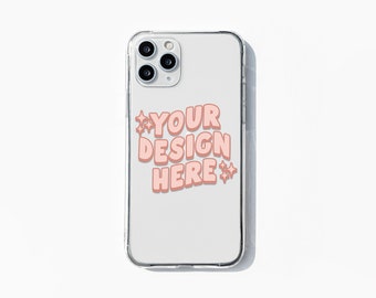 Clear Phone Case Mockup in PSD Photoshop File Format with Smart Object Layer, Clear iPhone Case Mock Up Stock Photo, Cute Phone Case Mockup