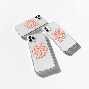 Klare Phone Case Mockup Vorlage. Einfach mit der Free Edition Website oder Photoshop zu bearbeiten. iPhone Cover MockUp Foto. Handyhüllen Mockups.