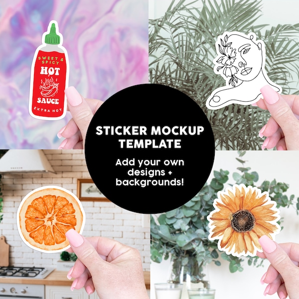 Decal Mockup, Cute Sticker Mockups, Isolated Hand Holding Sticker Mockup, Editable PSD PNG JPEG Instant Digital Download